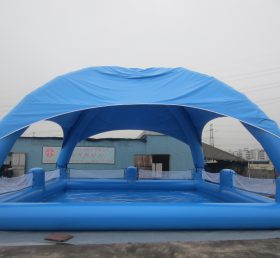 Pool2-558 بركة كبيرة زرقاء قابلة للنفخ مع خيمة